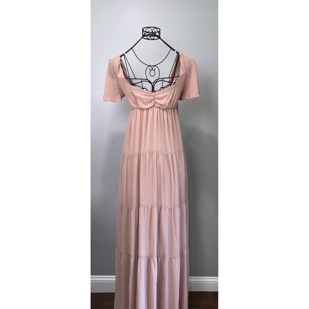New w/ Tags Show Me Your Mumu Nicole Maxi Dress Mauve Smocked Tiered Size Small